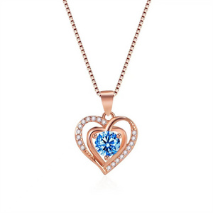 Custom Zircon 925 Silver Fashion Jewelry Women Necklaces Heart Sterling Silver Fashion Jewelry Pendent Necklaces For Women