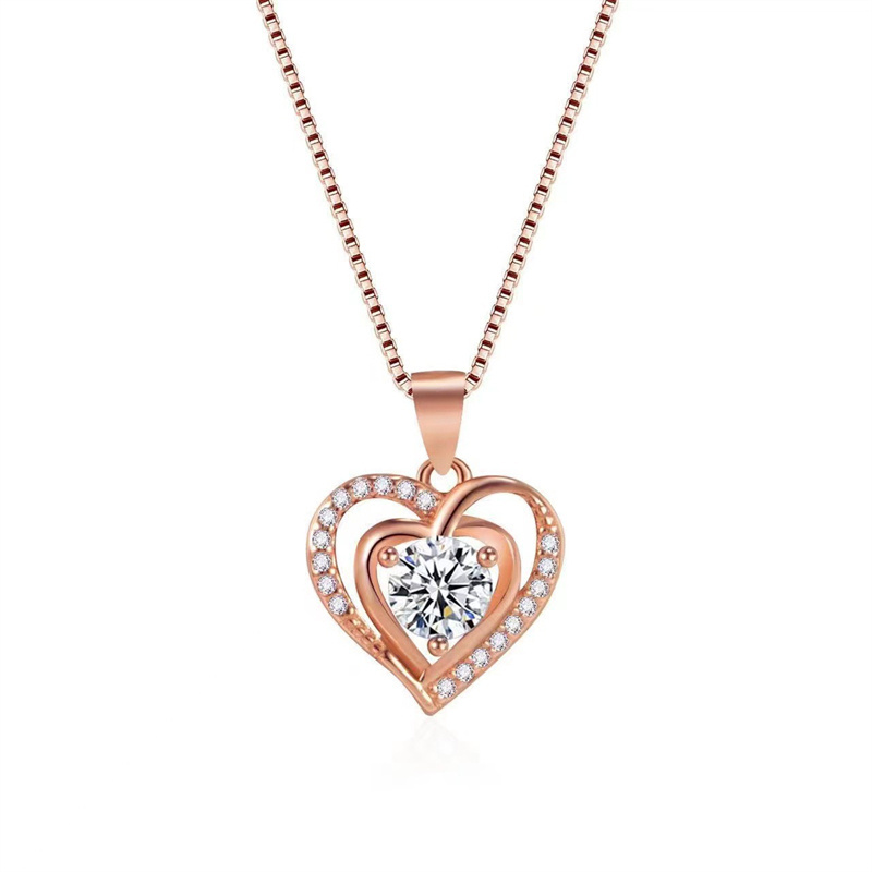 Custom Zircon 925 Silver Fashion Jewelry Women Necklaces Heart Sterling Silver Fashion Jewelry Pendent Necklaces For Women