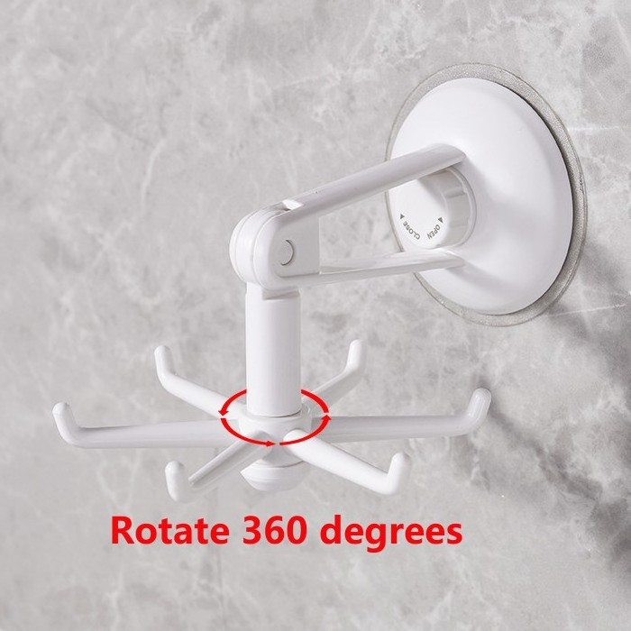 Bag hanger hook High quality 6-Claw 360 Degree Rotating Folding Adhesive Hooks Heavy Duty Sticky Swivel Wall Hooks Vertical Flip