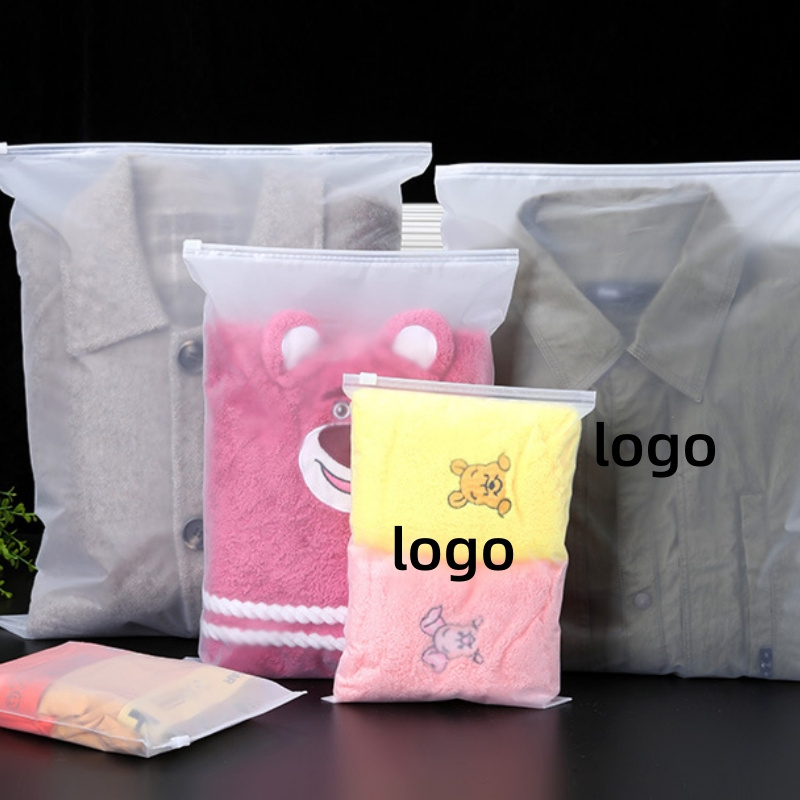 High Quality Custom Logo Zip Lock Pe Bag Zipper Lock Frosted Poly Plastic Grip Seal Bags Zip Lock BagFor Garment Packages