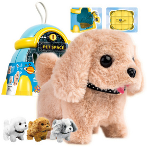 Realistic Stuffed Animal Walking Barking Pet Carrier Puppy Dog Pretend Play Set Electronic Plush Toys For Kids