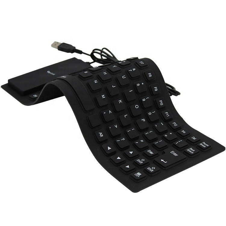 factory supply good quality flexible silicone keyboard waterproof portable folding keyboard