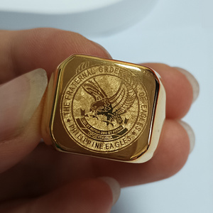 OEM Custom Rings Stainless Steel Gold Plated Southeast Asia Men Eagle Signet Rings