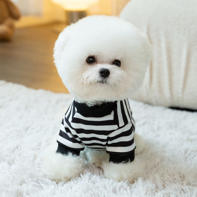 Custom Dog Clothes Simple Stripe Casual Hoodie Teddy Pomeranian Autumn Winter Cute Pet Clothes For Cats