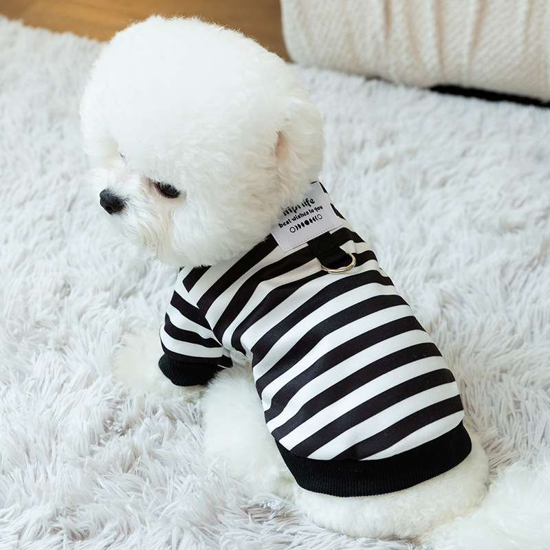 Custom Dog Clothes Simple Stripe Casual Hoodie Teddy Pomeranian Autumn Winter Cute Pet Clothes For Cats