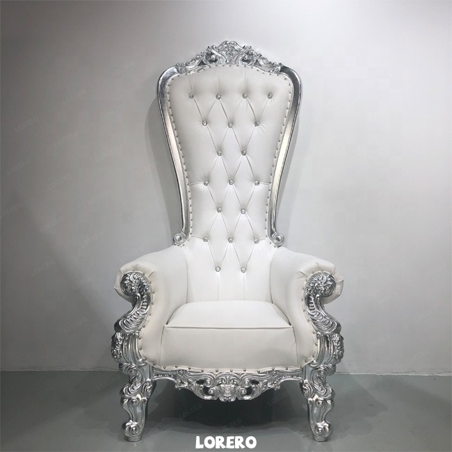 Royal Luxury Party High Back Silver King Throne Chair