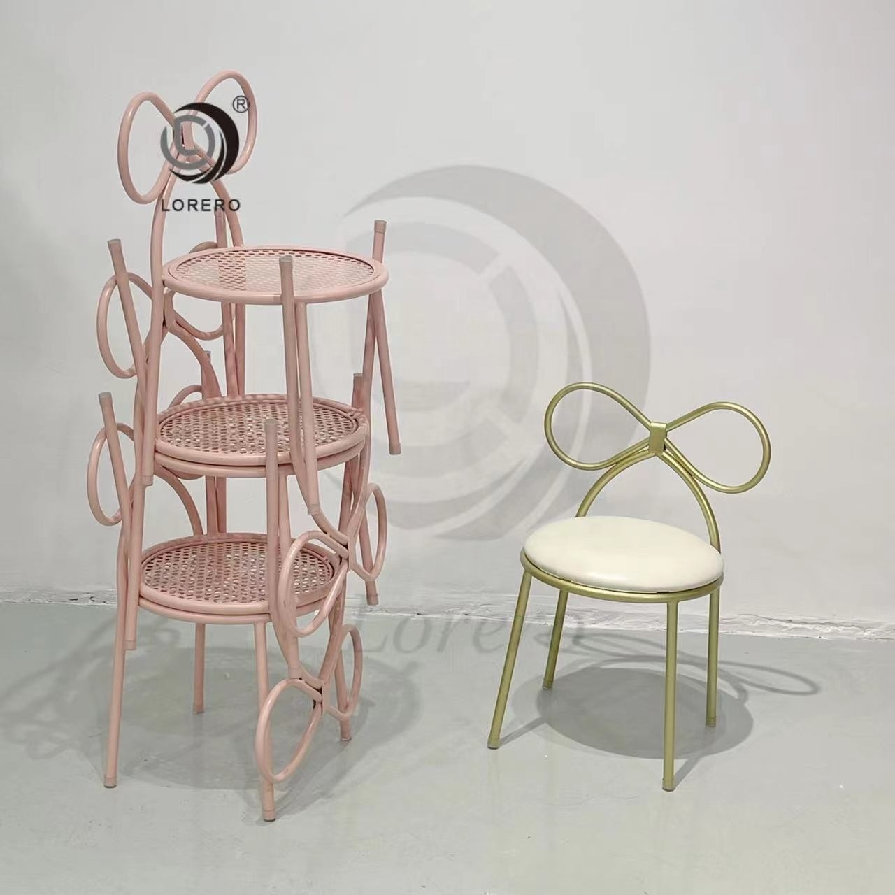 Hot sale metal outdoor iron stackable chairs for children kid  bow party and wedding chair