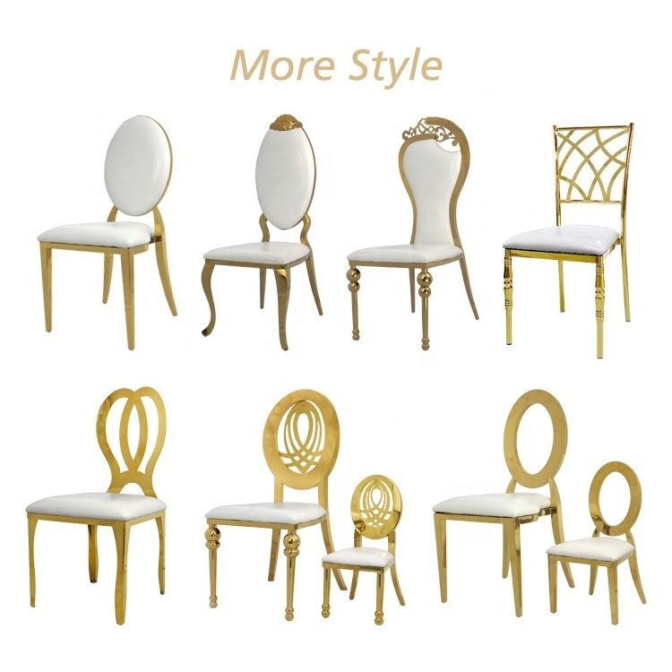 Bride and groom cross back  Gold Stainless Steel wedding chairs