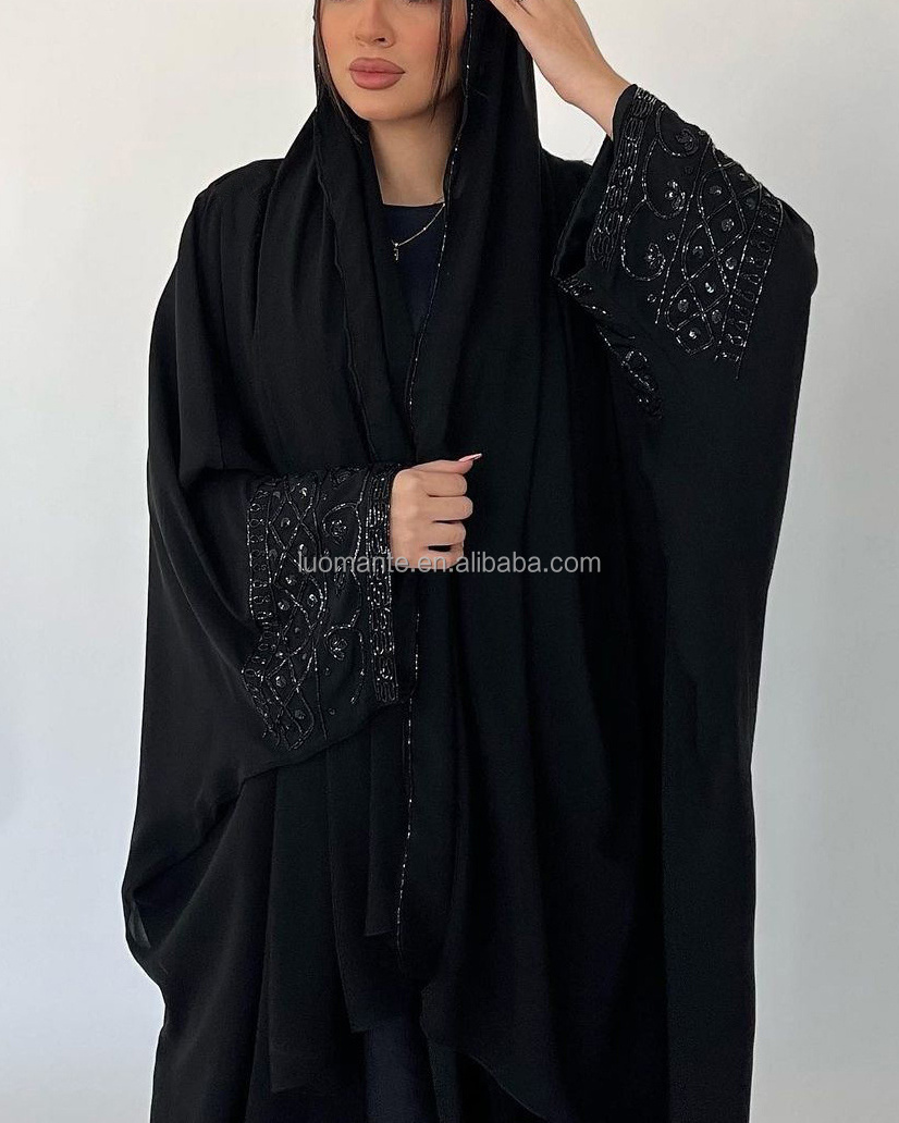 abaya dubai 2024 Ramadan Black Luxury Islamic Dubai Muslim Beaded Abaya For Women