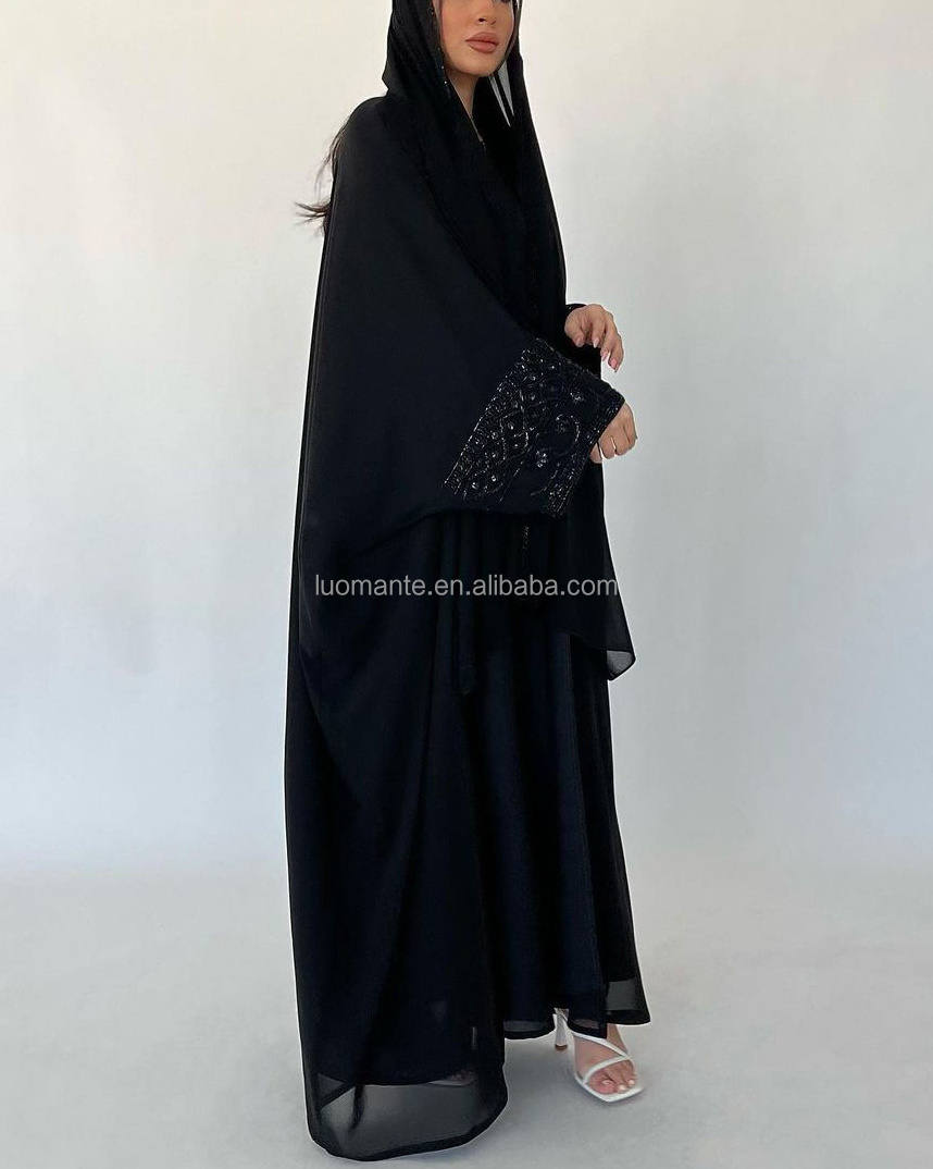 abaya dubai 2024 Ramadan Black Luxury Islamic Dubai Muslim Beaded Abaya For Women