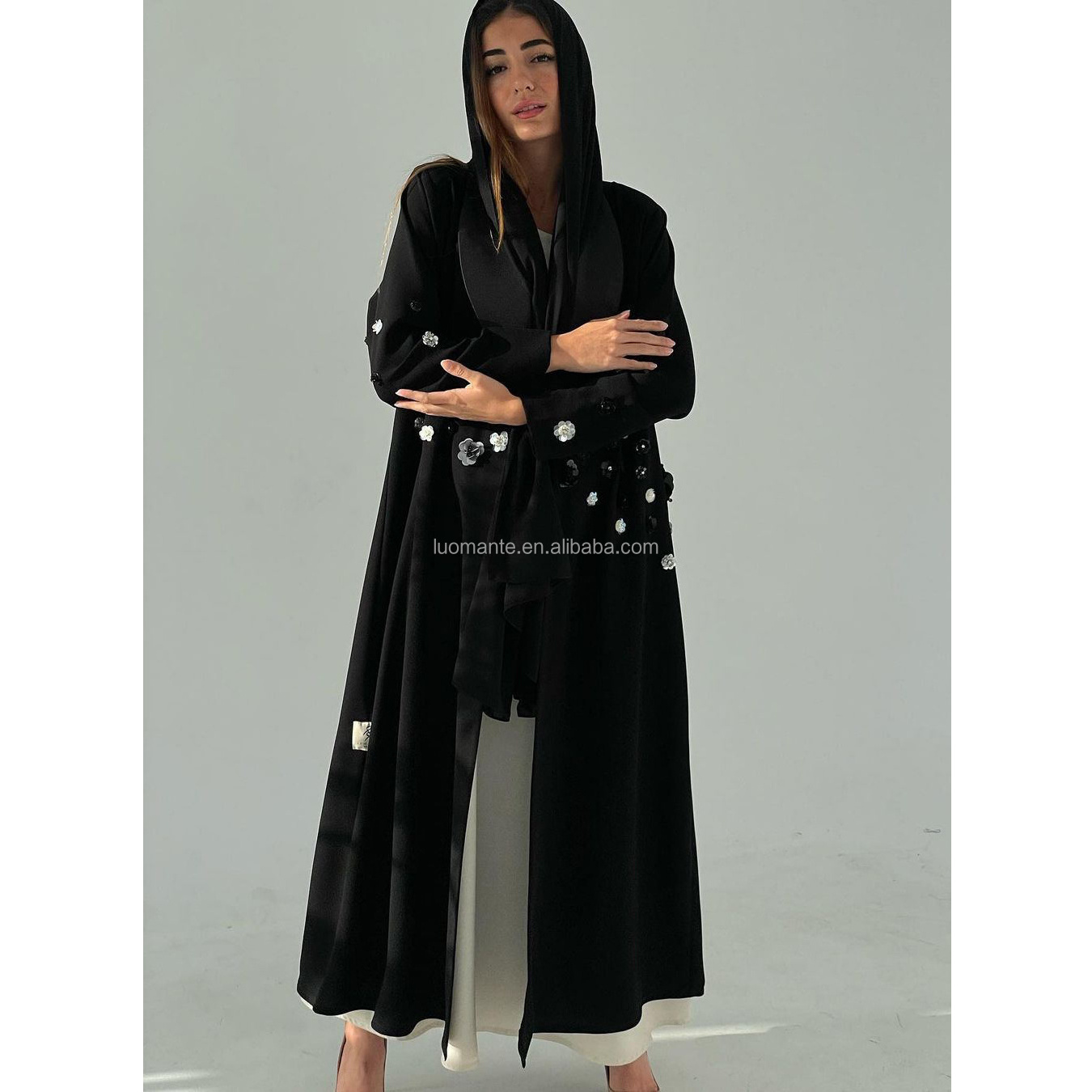 Abaya Manufacturer Arab Kuwait Gulf Dubai Hand Made Black Abaya for Muslim Women