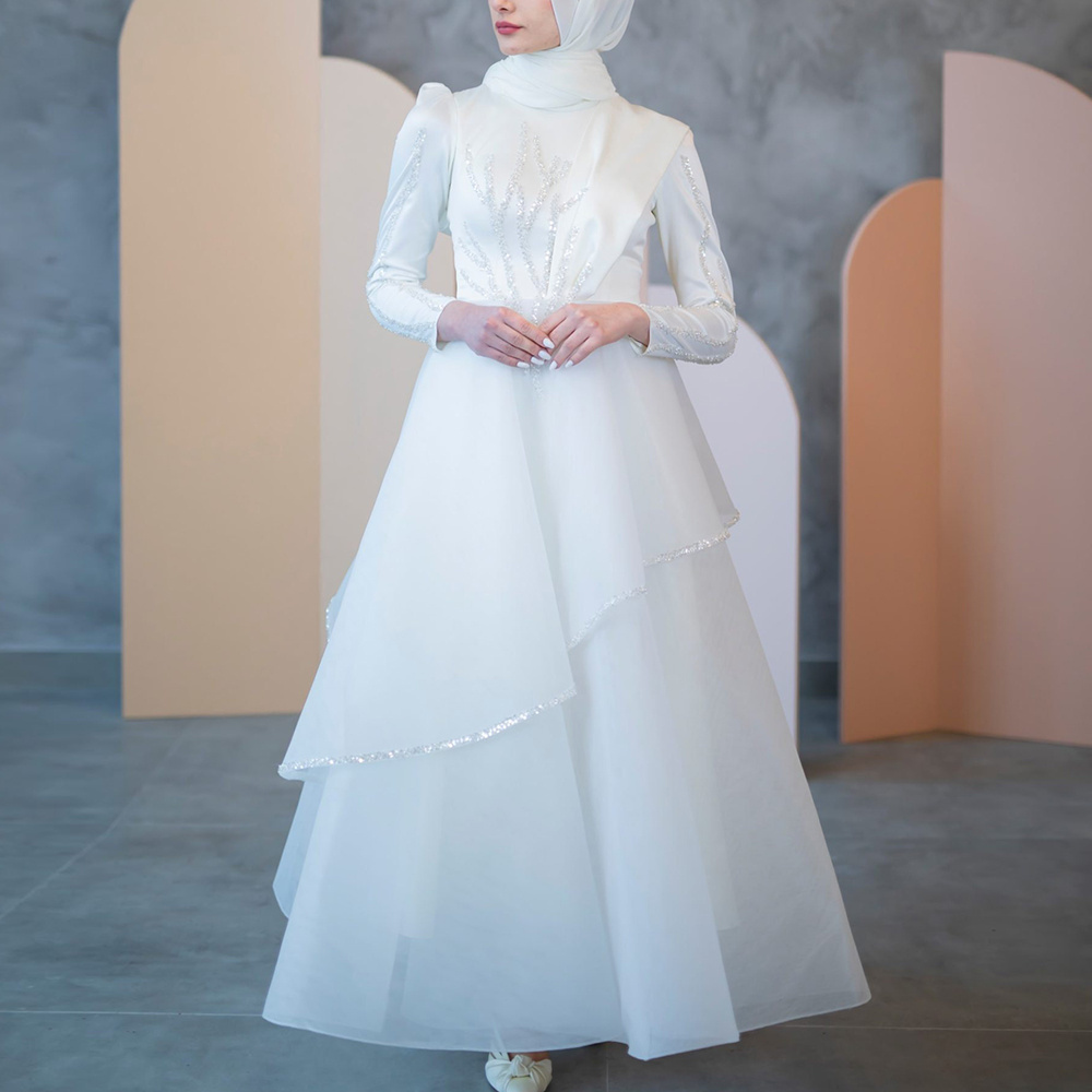 Custom OEM ODM Islamic Wedding Dress Muslim Evening Gowns Modest Wedding Dresses With Hijab