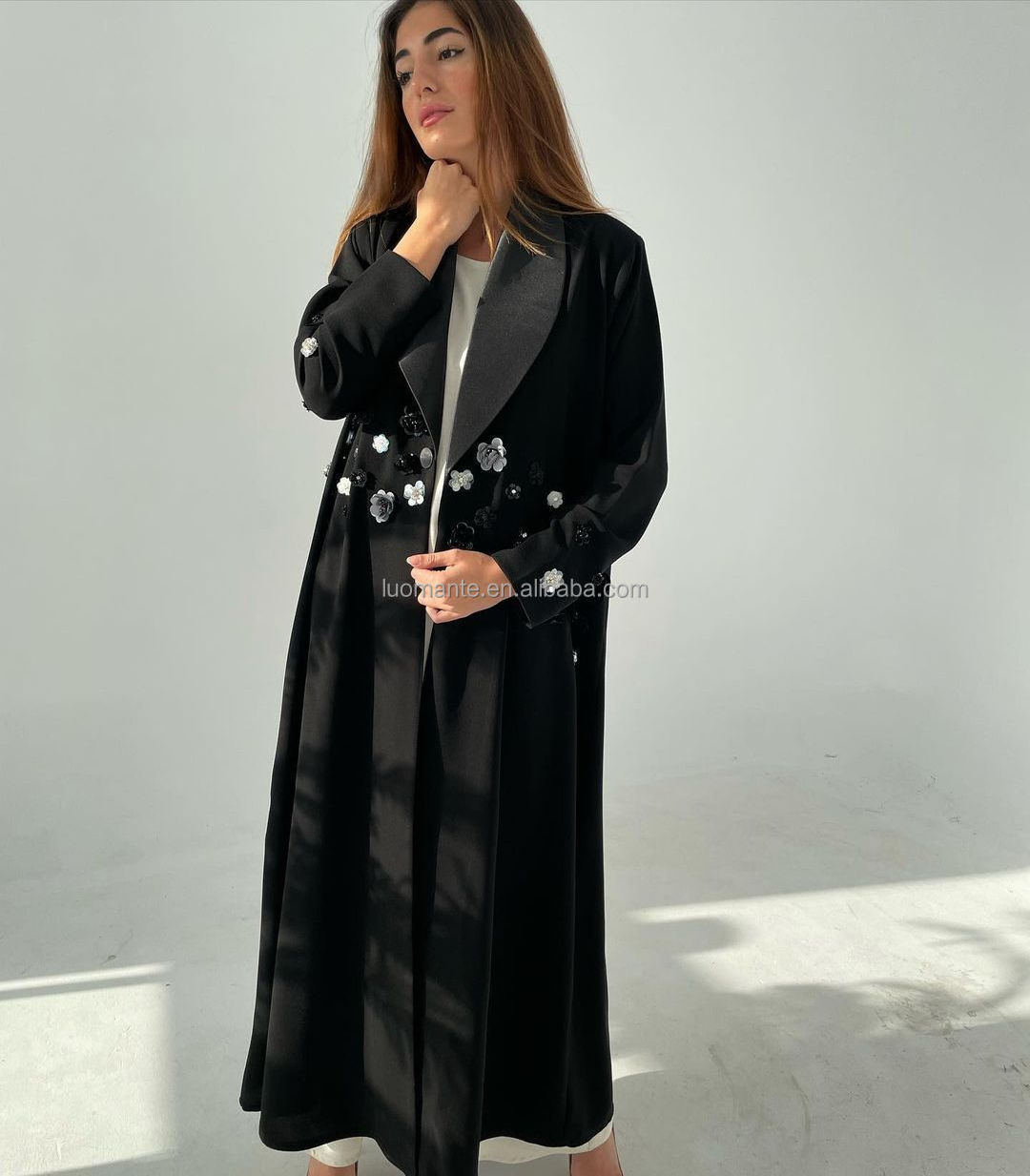 Abaya Manufacturer Arab Kuwait Gulf Dubai Hand Made Black Abaya for Muslim Women