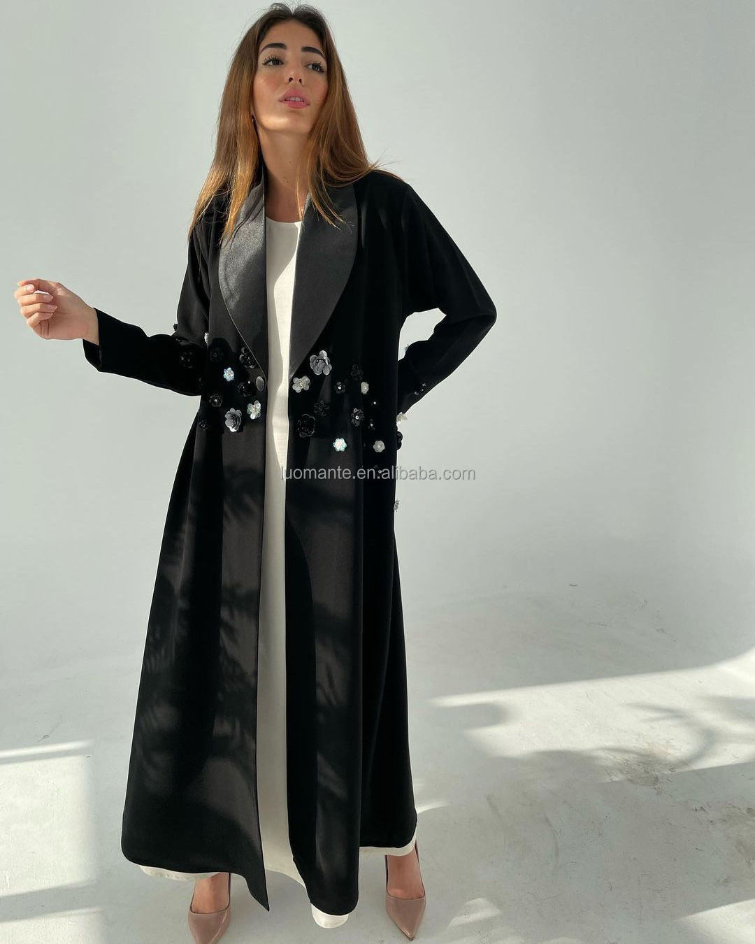 Abaya Manufacturer Arab Kuwait Gulf Dubai Hand Made Black Abaya for Muslim Women