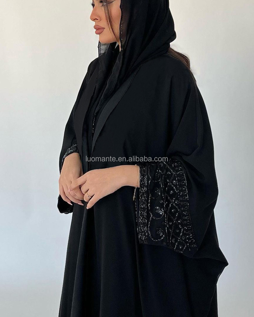 abaya dubai 2024 Ramadan Black Luxury Islamic Dubai Muslim Beaded Abaya For Women