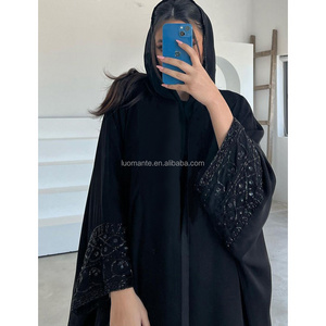 abaya dubai 2024 Ramadan Black Luxury Islamic Dubai Muslim Beaded Abaya For Women