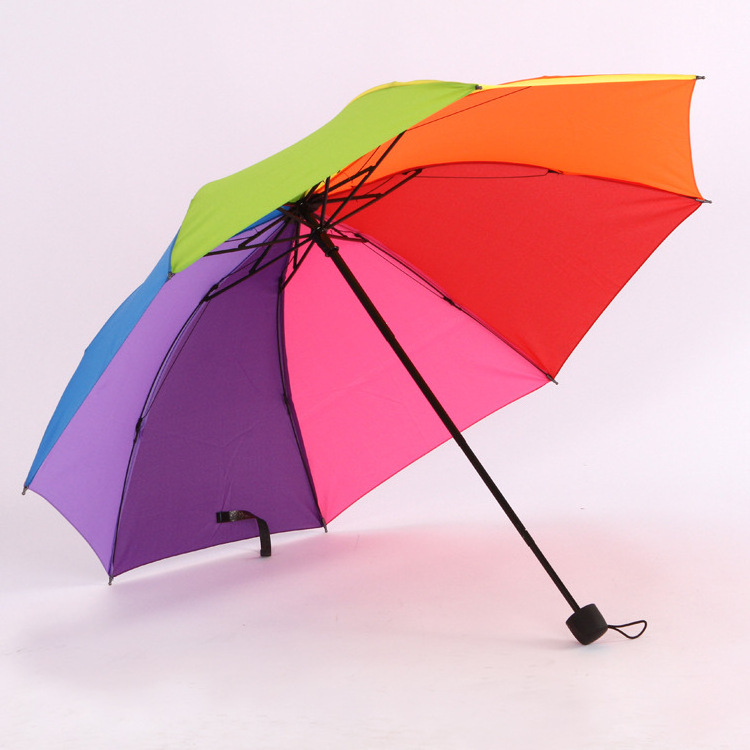 Foldable rainbow umbrella for the rain free shipping wholesale custom colorful umbrella with logo printing