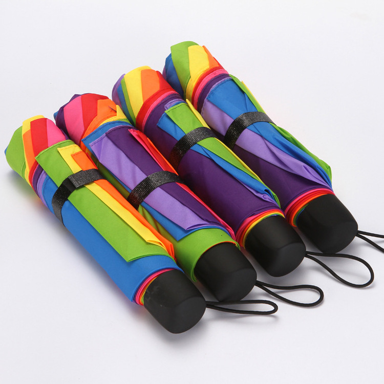 Foldable rainbow umbrella for the rain free shipping wholesale custom colorful umbrella with logo printing