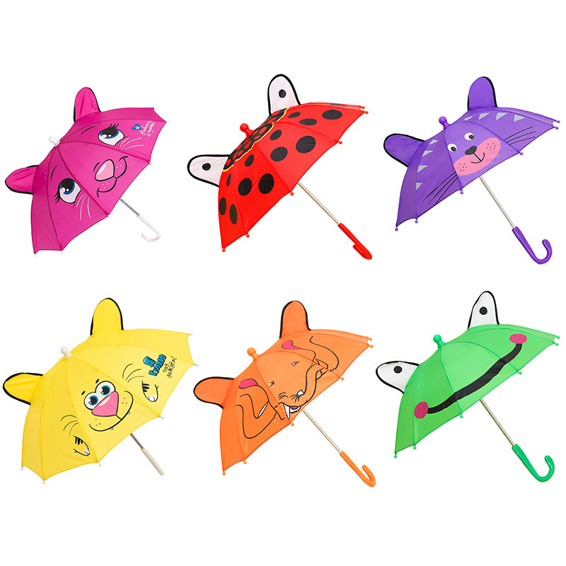 10K Customized small children's umbrella for the rain cheap kids umbrellas for kids automatic with animal's ears