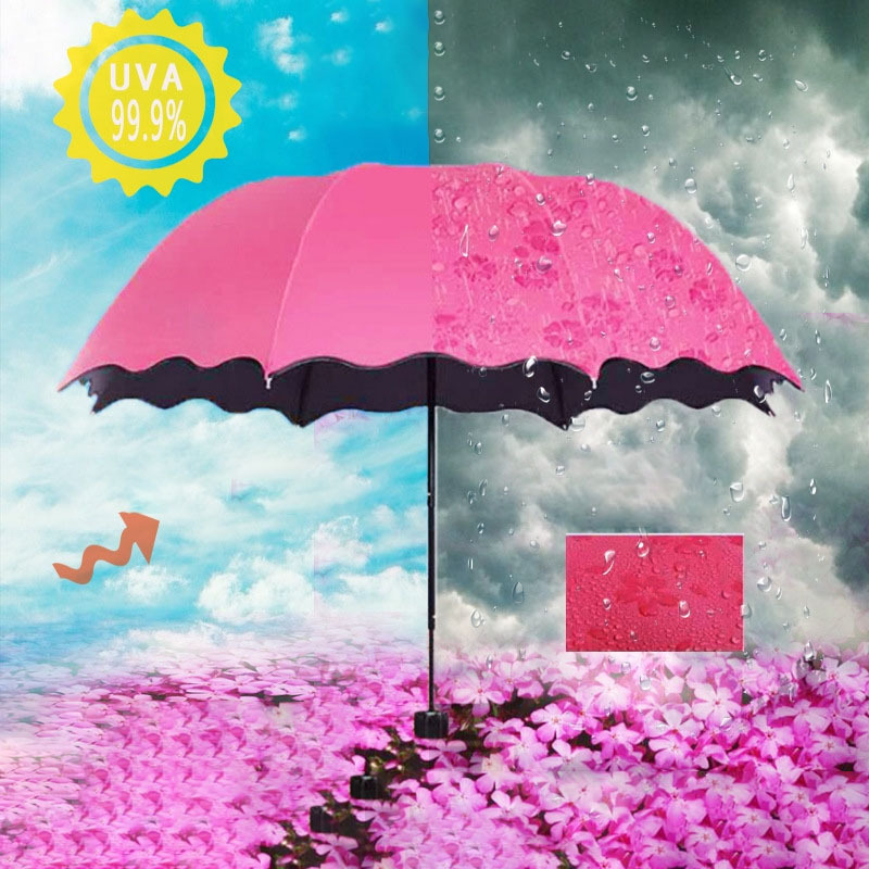 Custom outdoor 3 folding parasol umbrellas sun uv vinyl lace umbrella for the rain waterproof wholesale