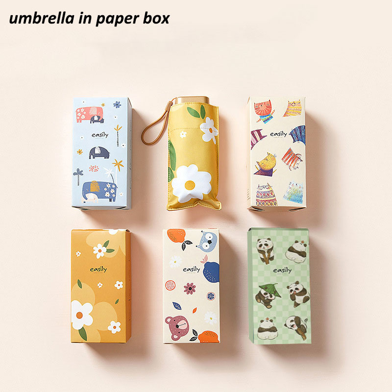 Outdoor 6 folding 6K portable cell phone umbrella foldable umbrella small mini parasol flower umbrella with paper box