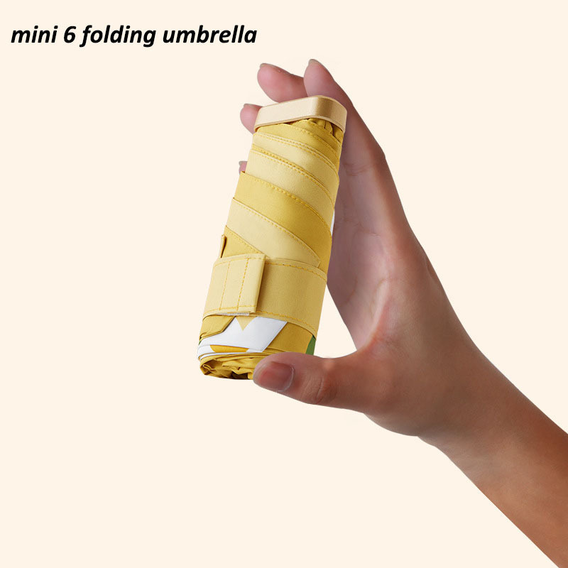 Outdoor 6 folding 6K portable cell phone umbrella foldable umbrella small mini parasol flower umbrella with paper box