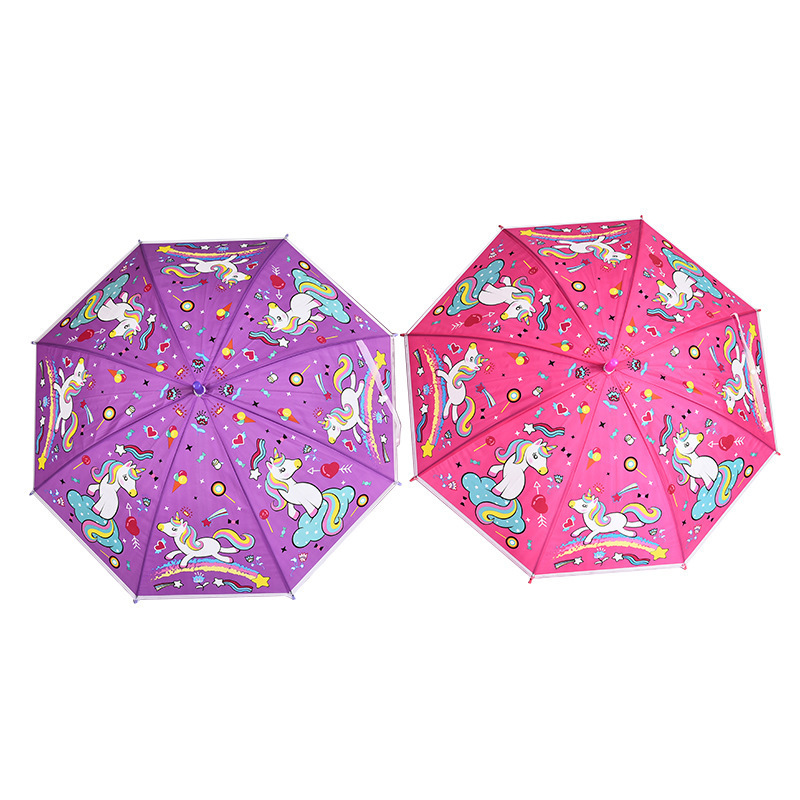 Outdoor kids unicorn umbrella promotional mini straight children automatic umbrella with cover