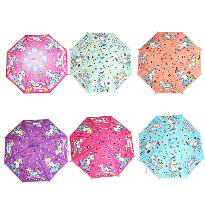 Outdoor kids unicorn umbrella promotional mini straight children automatic umbrella with cover