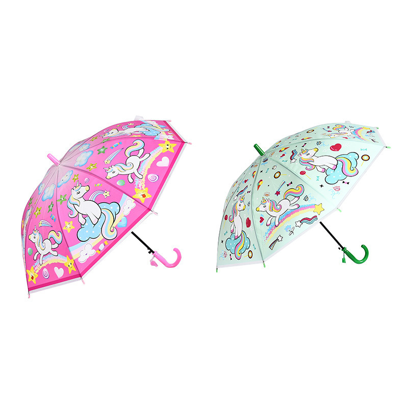 Outdoor kids unicorn umbrella promotional mini straight children automatic umbrella with cover