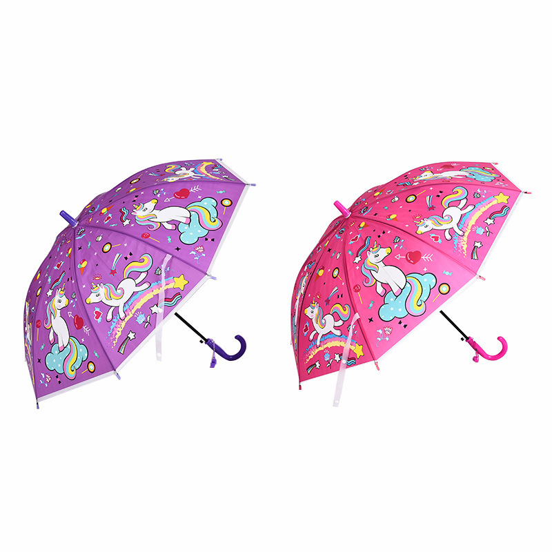 Outdoor kids unicorn umbrella promotional mini straight children automatic umbrella with cover