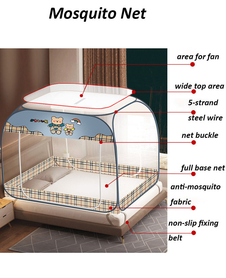 Square large space mosquito net for king size beds portable folding anti-mosquito fabric nets for baby