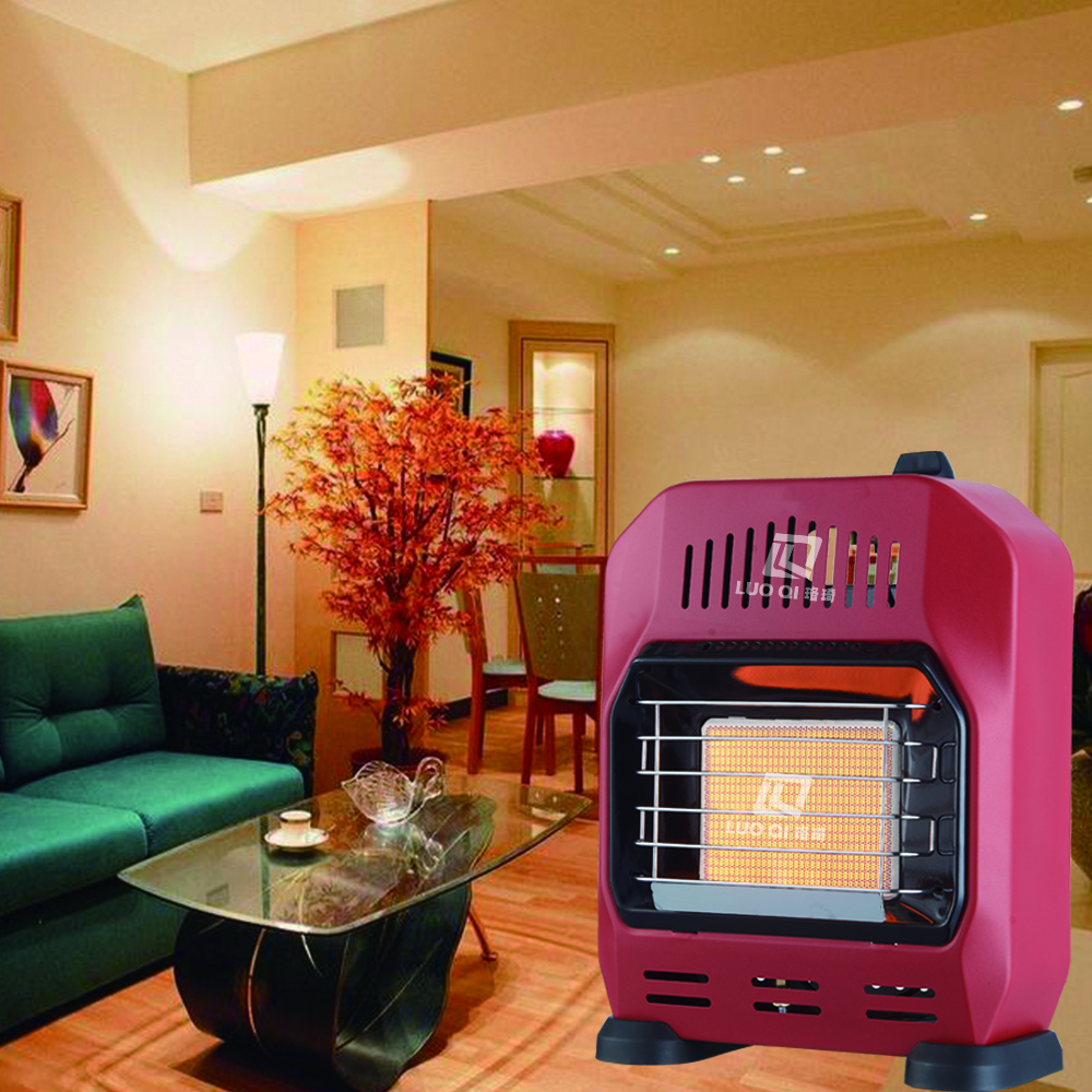 2024 New style piezo ignition mini portable gas heater copper valve body 4 wheels iron coating indoor portable gas heater