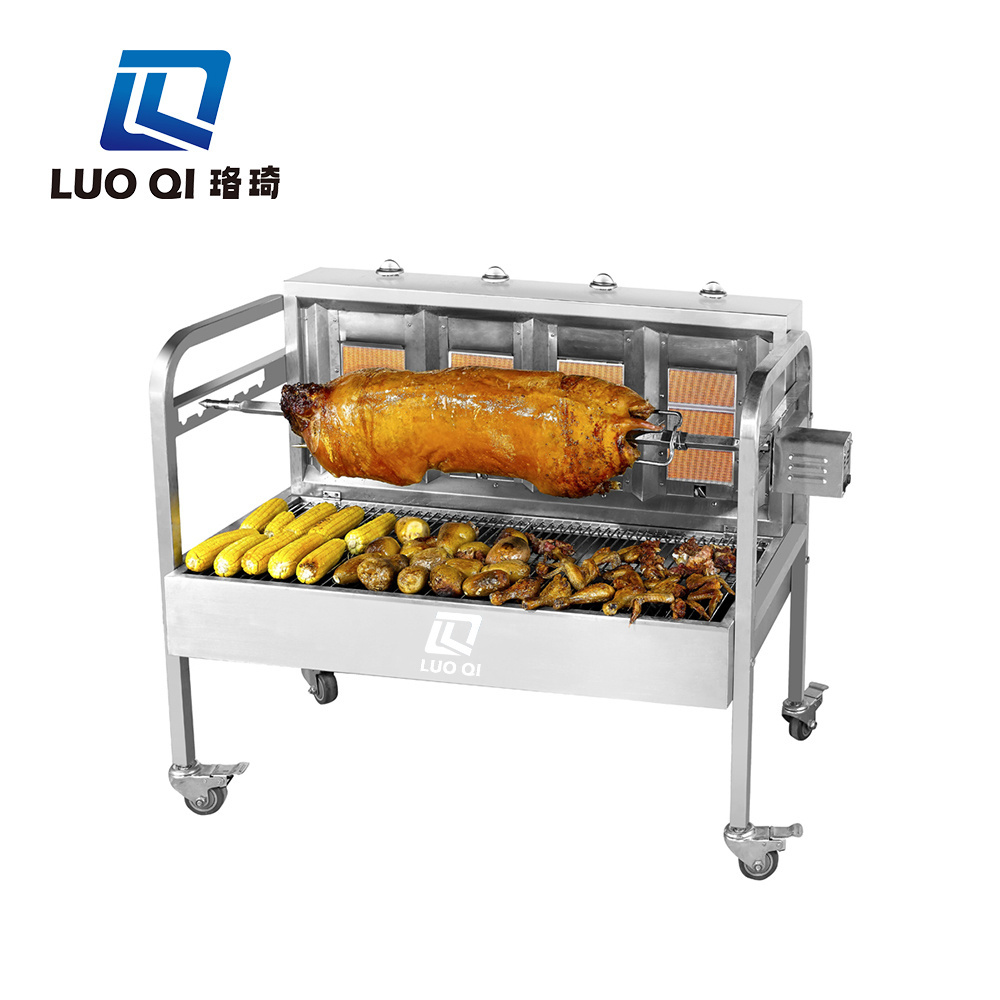 Factory hot selling large gas bbq  grill outdoor garden gas and charcoal grill rotisserie stainless steel gas grill