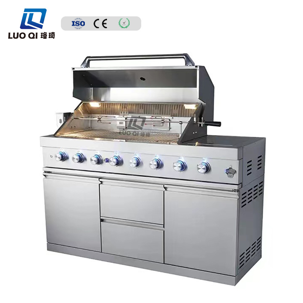 2024 customize on demand high quality outdoor stainless steel waterproof kitchen cabinet gas bbq grill outdoor kitchen with sink