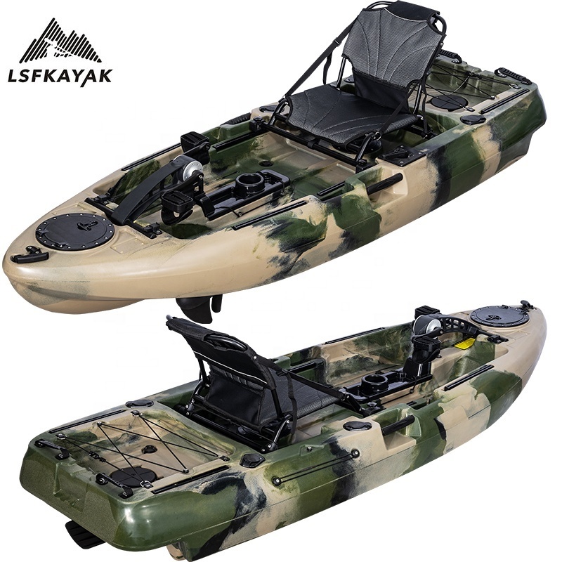 Single Seat one Person 8FT Fishing Foot Pedal Drive HDPE Plastic fishing kayak with pedal drive system and Chair