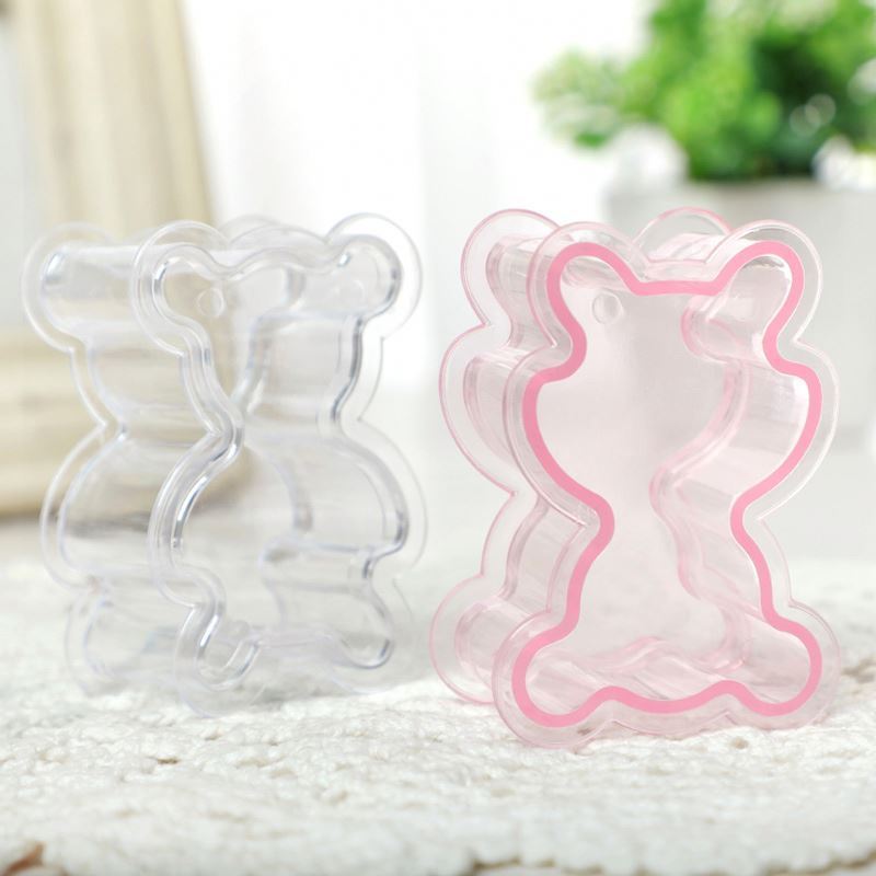 Flat Teddy Bear Shape Plastic Dragees Container  Ourson Candy  package box Wedding baptism Baby shower party Decor