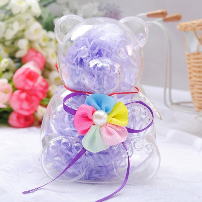 Plastic Dragees Container Teddy Bear Shape with ribbon  Ourson Candy  package box Wedding baptism Baby shower party Decor