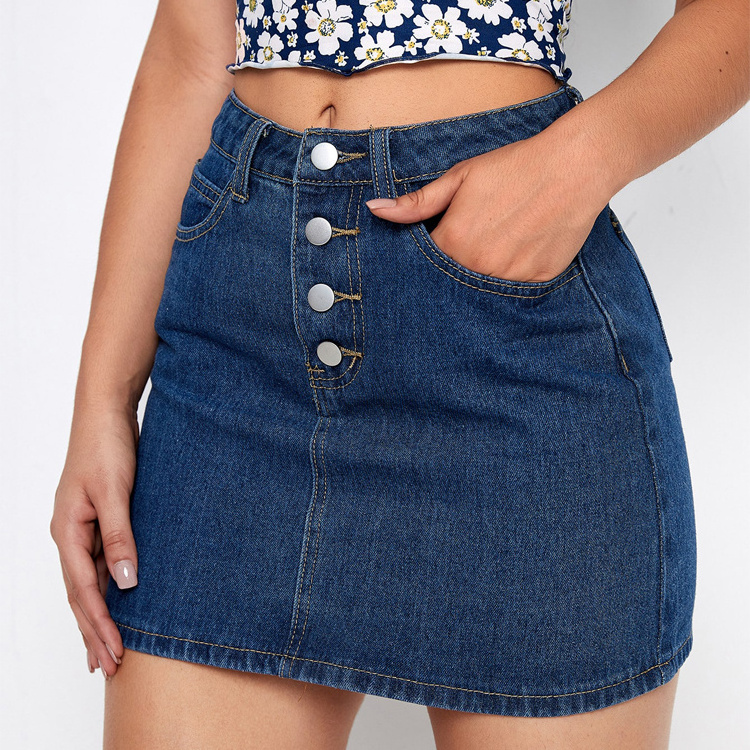 Women's short jean skirt women denim button fly mini denim skirt for women