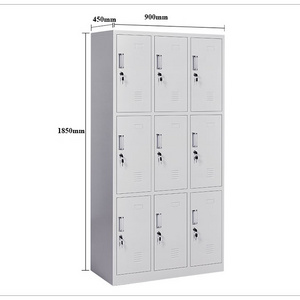 Metal Locker Cupboard Office Furniture 9 Doors armoire Clothing Storage Colorful Steel Wardrobe for Gym School