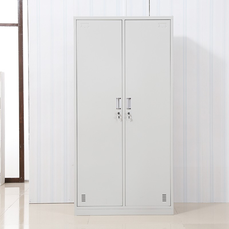 Factory metal  Steel Cabinet 2 Door Gym Storage Wardrobe Customized Employees steel Storage Cabinet 2 Door Wardrobe