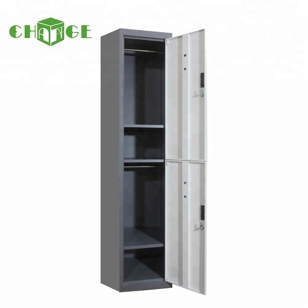 China factory price single wardrobe High quality gym locker vertical metal steel 2 door locker  OEM