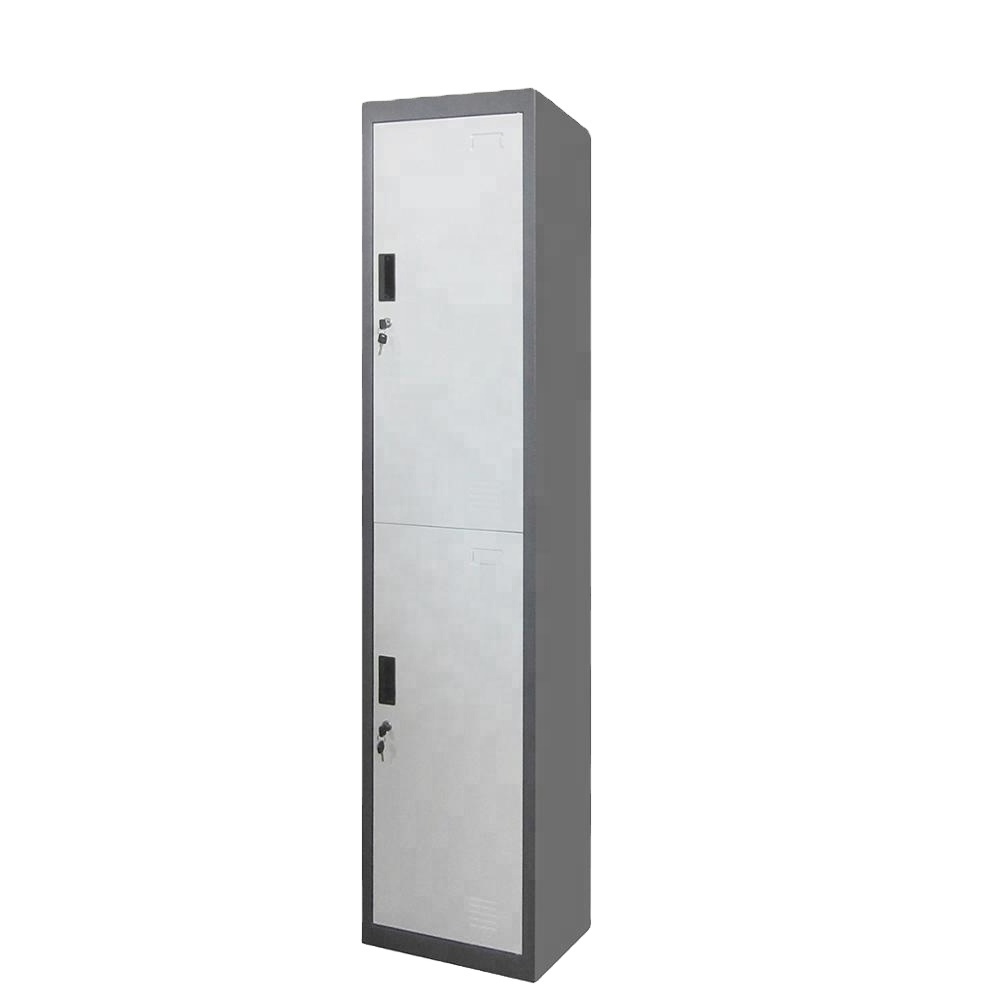 China factory price single wardrobe High quality gym locker vertical metal steel 2 door locker  OEM