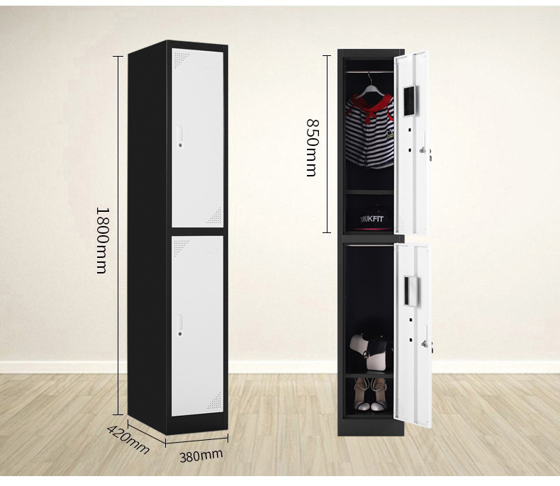 China factory price single wardrobe High quality gym locker vertical metal steel 2 door locker  OEM