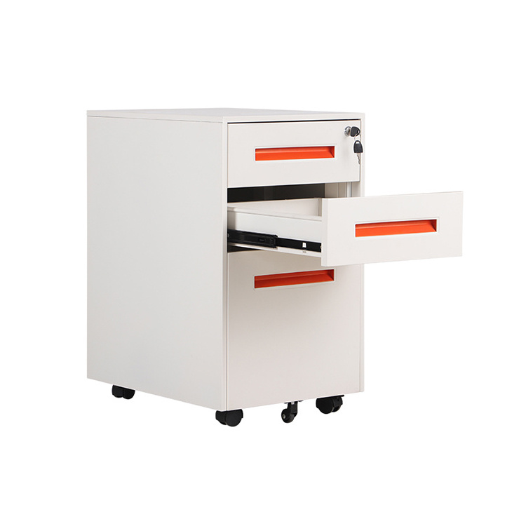 3 Drawer File Cabinet for A4 File steel metal Cabinet moving storage with Lock Mobile Pedestal  3 Drawer Cabinet