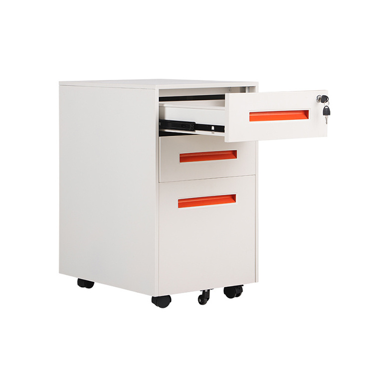 3 Drawer File Cabinet for A4 File steel metal Cabinet moving storage with Lock Mobile Pedestal  3 Drawer Cabinet