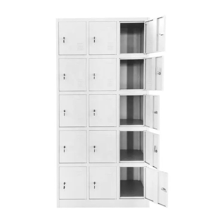 Luoyang swimming pool steel locker cabinet with key locks 5 tiers 15 doors metal school furniture gym storage lockers