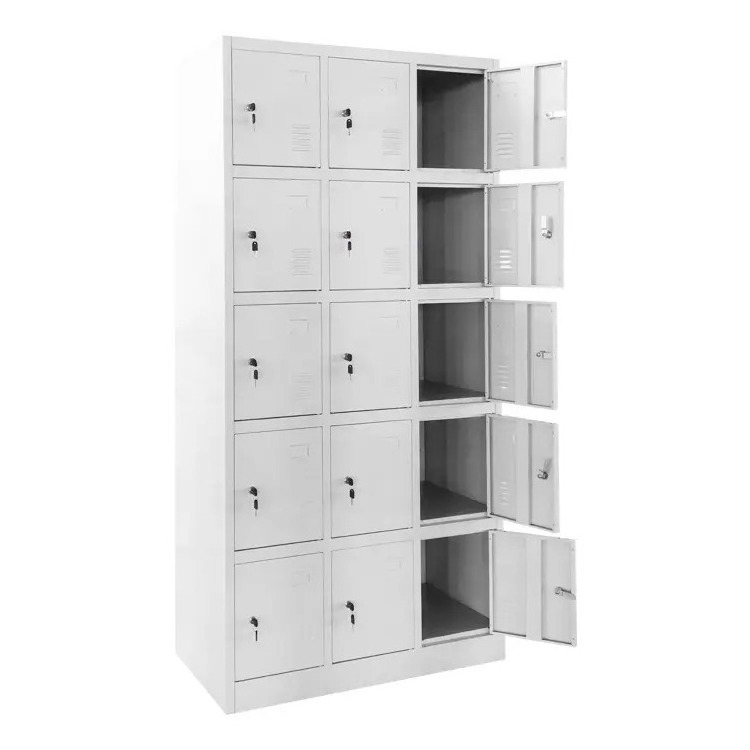 Luoyang swimming pool steel locker cabinet with key locks 5 tiers 15 doors metal school furniture gym storage lockers