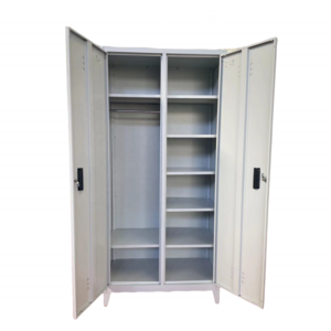 Home Bedroom Furniture Simple Narrow 2 Door Metal Wardrobe Steel Locker With Standing Foot