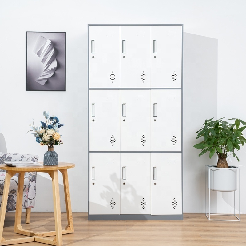 Newly Designed 3 Door Steel Clothes Locker Home Office Metal Storage Cabinet Cheap Steel Wardrobe for Communal Changing Room