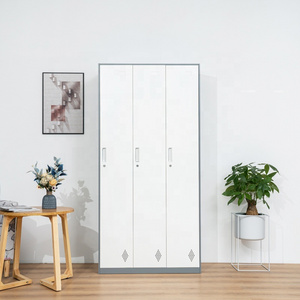 Newly Designed 3 Door Steel Clothes Locker Home Office Metal Storage Cabinet Cheap Steel Wardrobe for Communal Changing Room